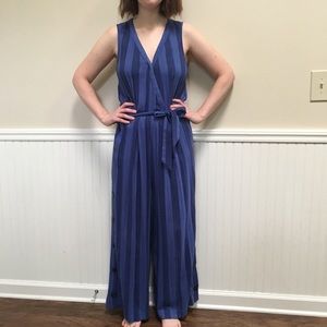 COPY - Anthropologie Blue striped jumpsuit